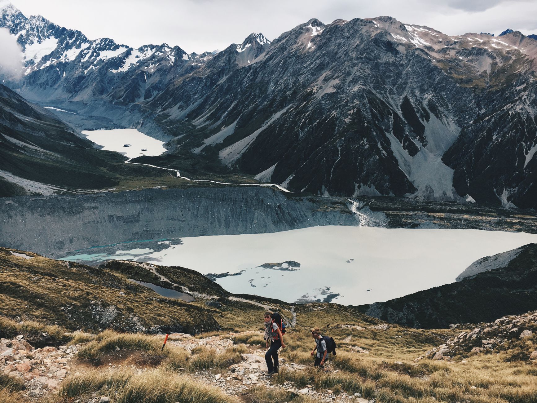 Trekking team in New Zealand Southern Alps